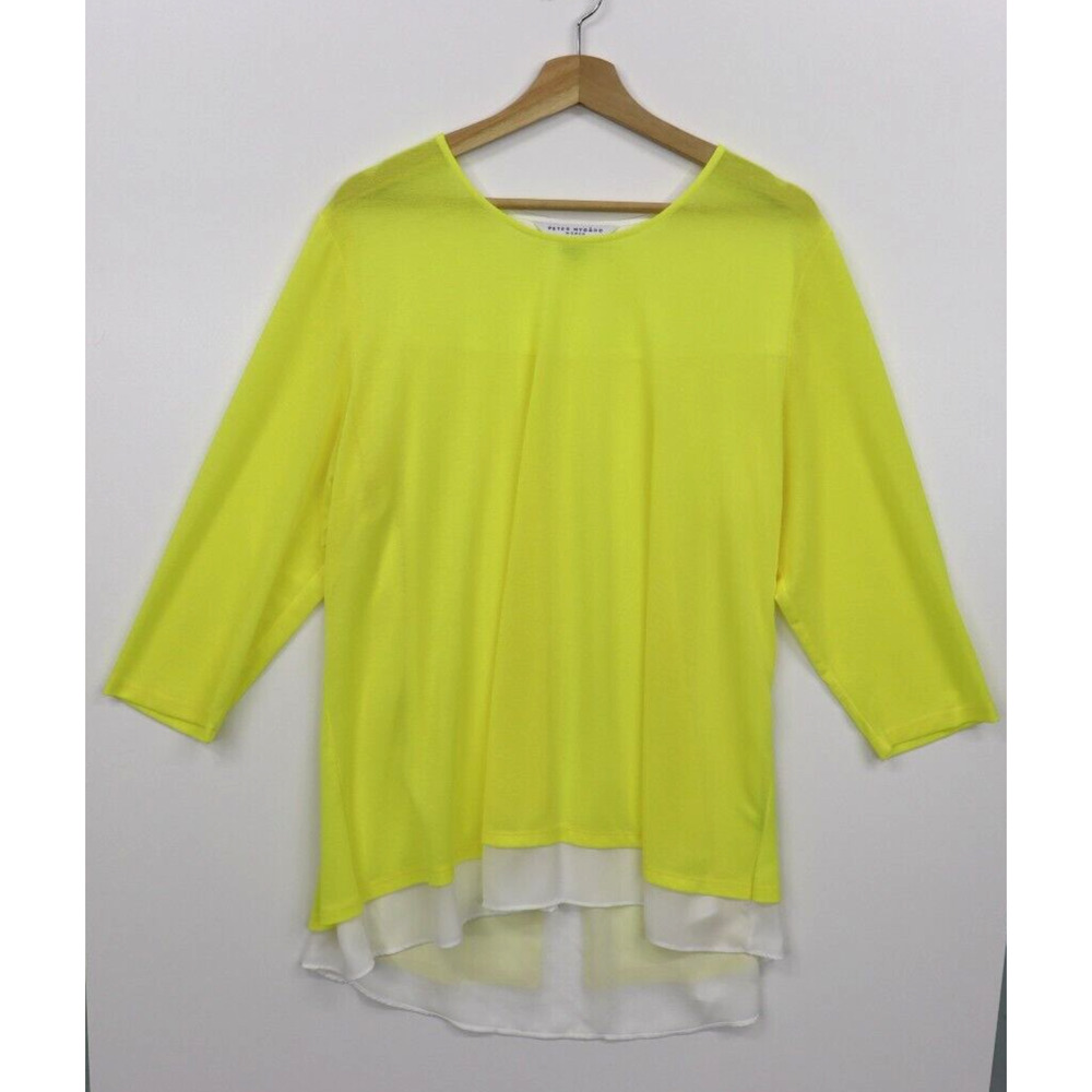 Peter Nygard Womens 1X Sunny Yellow Tunic Blouse Shirt Top Size Lightweight